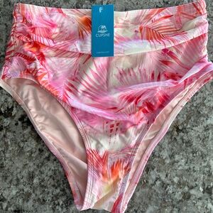 Cupshe Women's Pink and Orange Tropical Bikini Bottom